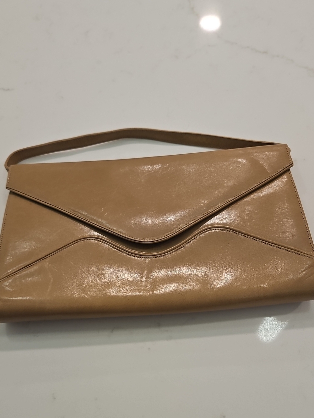 Vtg Charles Jourdan Paris Kid Leather Envelope Bag Clutch Removable Strap EUC